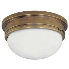 Brass flush mount lights : Visual Comfort Antique Brass Large Marine Flush Mount Ceiling Light Sl 4002hab Wg Bellacor