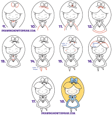 It is the face that keeps me watching alice in wonderland because i want to see more of it. How To Draw Cute Alice From Alice In Wonderland Cartoon Kawaii Chibi Version Easy Step By Step Drawing Tutorial For Kids How To Draw Step By Step Drawing