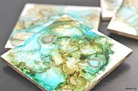 Great prices and selection of floor & wall tile. Diy Agate Look Ceramic Tile Coasters With Gold Edge Made With Alcohol Ink