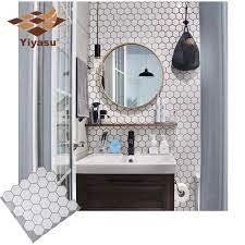 However in some areas the seams between tiles are. Hexagon Off White Vinyl Sticker Self Adhesive Wallpaper 3d Peel And Stick Square Wall Tiles For Kitchen And Bathroom Backsplash Wall Stickers Aliexpress