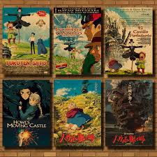 Free shipping on orders over $35. Hayao Miyazaki Comic Howl Moving Castle Moving Castle Kraft Paper Retro Cartoon Comic Poster Bars Cafe Decor Sticker Wall Stickers Aliexpress