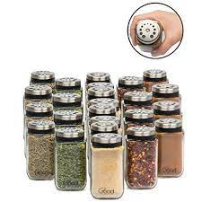 adjustable glass spice jars set of 24 premium seasoning shaker rub container tins with 6 pouring sizes jar sink cabinets