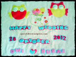 Handuk Gambar Owlie Untuk Kado Happy Wedding N Happy Birthday Qorry Felt N Craft