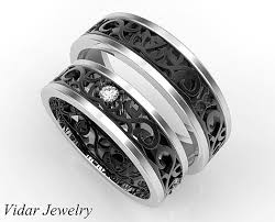 Black And Silver Wedding Band For Her His Ans Her Matching Wedding Band Set Diamond Wedding Band Etsy In 2020 Diamond Wedding Bands Diamond Wedding Band Sets Wedding Band Sets