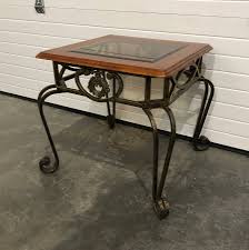 There are also contemporary wrought iron coffee tables available to choose from. High End Solid Wood And Wrought Iron Beveled Glass Top End Table Creative Bargains