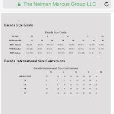 Escada Sport Size Chart 2019