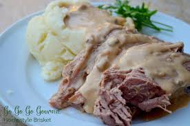 Sobel skips the onion soup mix entirely and instead braises brisket in beef. Homestyle Brisket With A Creamy Mushroom Gravy Perfect Stick To Your Ribs Food Slow Cooker Brisket Brisket Recipes Recipes