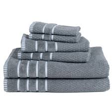 Missonihome hand + bath towel set romy branded packaging 100% cotton velour. 6pc Combed Cotton Bath Towel Set Silver Yorkshire Home Target