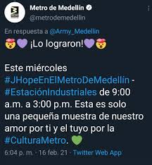 Metro ist der marktplatz der gastronomie! Ya Celebro El Cumpleanos De J Hope En El Metro Si Sabe Quien Es Q Hubo Medellin