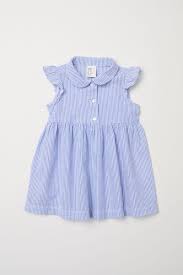 Cotton Dress White Blue Striped Kids H M Us Baby Girl Dress Patterns Baby Girl Skirts Baby Girl Dresses
