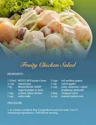 Salad On Sundays No Worries Make It Extra Delicious With Nestle Cream Log On To Www Facebook Com N Fun Easy Recipes Chicken Salad Ingredients Creamy Recipes