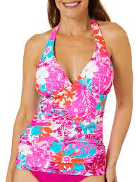 Into The Bleu Womens Tropical Fever Halter Tankini Top 14 Multi Walmart Com