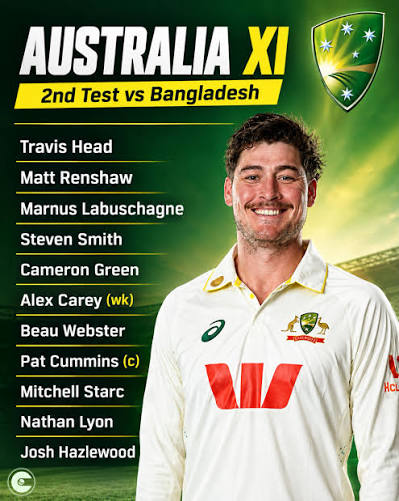 Matt Renshaw confirmed to open as Australia named their XI for the 2nd Test  against Bangladesh. #AUSvBAN #Australia