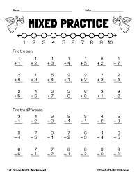 addition subtraction 1st grade math worksheet catholic thecatholickid com
