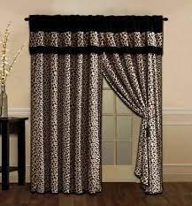 4 Pc Black Brown Tan Leopard Window Curtains Panels Drapes Valance Set 84 Inch L Curtains Panel Curtains Brown Comforter Sets