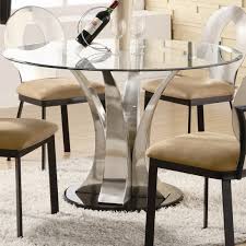 And putting the acrylic chairs alongside it makes a beautiful and stunning with a baroque crystal base and glass top, you'll get a super luxurious look for your dining room. Round Glass Top Dining Table Wood Base Round Glass Dining Room Table Modern Dining Room Tables Round Dining Room Table