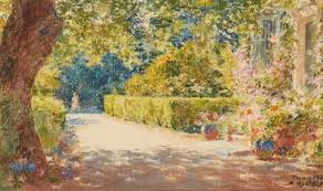 La création d'une allée dallée dans le jardin. Roubtzoff Alexandre Allee Dans Le Jardin 1941 Mutualart