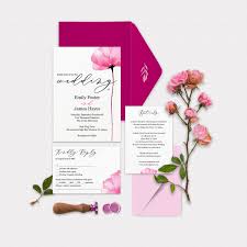 Summer Floral Wedding Invitation Template Bright Pink Wedding Etsy Fuchsia Wedding Invitations Fuchsia Wedding Floral Wedding Invitations