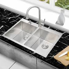 w double basin drop in kitchen sink