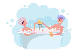 Fun in the bathroom song from the album stever fever is released on feb 2013. Young Couple In Shower Caps Taking A Bath Girl And Guy Are Having Fun In Bubble Bath Elegant Bathtub With Yellow Rubber Duck Stock Illustration Illustration Of Isolated Bathroom 149080896