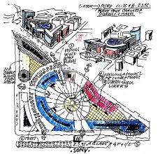 Design Sketch Showing The Sony Center Concept Image Murphy Jahn Design Sketch Hand Sketch Architecture Sketch