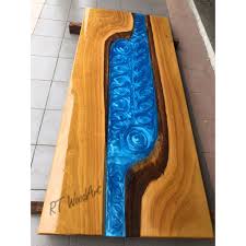 Roughly 39x32 inches and 30 in tall. Chengal Epoxy River Tabletop Dining Table Shopee Malaysia