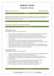 construction worker resume samples
