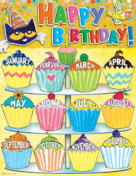 Birthday Chart For Classroom Printable Pete The Cat Happy Birthday Chart Birthday Chart Classroom Classroom Birthday Birthday Calendar Classroom
