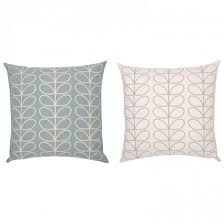 Orla Kiely Linear Stem Duck Egg Blue Cushion Large Orange Cushions Luxury Cushions Duck Egg Blue Cushions