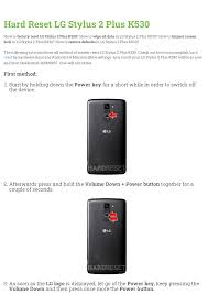 Hard Reset LG Stylus 2 Plus K530 ...