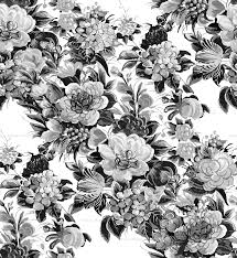 Black And White Floral Fabric 