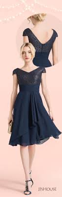 Us 119 00 A Line Princess V Neck Knee Length Chiffon Cocktail Dress With Cascading Ruffles Jj S House Cocktail Dresses With Sleeves Chiffon Cocktail Dress Coctail Dresses