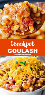 This crockpot goulash recipe is hearty and comforting. Crockpot Goulash Prep Time Under 15 Minutes Recipe Goulash Slow Cooker Goulash Recipes Crockpot Goulash Recipe