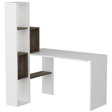 Büro pc tisch werktisch regal laptop tisch büromöbel. Juliet Schreibtisch Mit Integriertem Buecherregal Regale Vom Studio Zimmer Buero Weiss Nussbaum Aus Holz Pvc 120