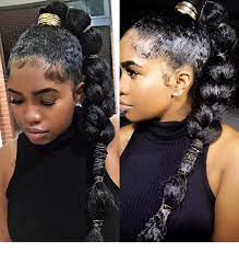 474 Likes 22 Comments Curlyhairedchik On Instagram Last Nights Look In Two Different Li High Ponytail Hairstyles Natural Hair Styles Kanekalon Hairstyles