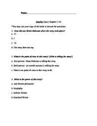 Hatchet Quiz Chapters 1 10 Worksheets Teaching Resources Tpt