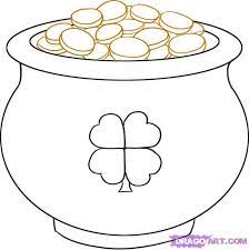 Easy, step by step pot of gold drawing tutorial. How To Draw A Pot Of Gold Step 4 Saint Patricks Day Art St Patricks Day Crafts For Kids St Patrick S Day Crafts