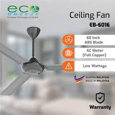 Diameter 153mm x height 15mm 1 led bulb included bulb wattage: Eco Breeze Regulator Ceiling Fan Series 60 Inch 3 Metal Fan Blade With Up To 5 Speed Shopee Malaysia