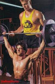 Rocky doesn't have the kind of training resources his opponent does, and makes do with what he's got — running through scrap yards and wailing on slabs of beef. Lundgren Stallone At Their Training Moments For Rocky Iv Sylvester Stallone Rocky Balboa Rocky