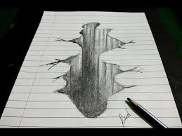 Drawing 3d Hole Trick Art On Line Paper Easy 3d Hole Drawing Step By Easy Drawings 3d Drawings Hole Drawing