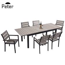 We do love it when the sun arrives, when we can finally get out and enjoy our gardens and there's something very relaxing about alfreso dining. Wood Plastic Outdoor Furniture Extension Table Chairs Set Modern Outdoor Dining Table Set 6 Chairs Buy Dining Table Set 6 Chairs Modern Outdoor Dining Table Outdoor Dining Table Set Product On Alibaba Com
