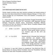 Surat Siaran Cuti Perayaan Sumber Pendidikan Facebook