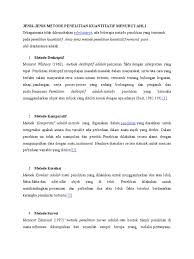 Jenis metode penelitian kualitatif yang pertama adalah fenomenologi. Metode Kuantitatif Survey