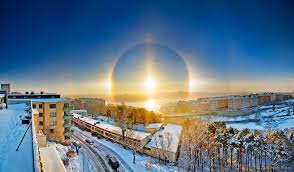 Halo is typically caused when there are very high, very thin clouds. A Sun Halo Beyond Stockholm