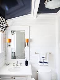 See more ideas about navy blue bedrooms, navy blue rooms, blue and white living room. White Kid Bathroom With Navy Blue Glossy Ceiling Contemporary Bathroom