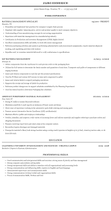Workbloom's resume templates all come with matching cover letters. Material Management Resume Sample Mintresume