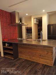 古材とステンレスがマッチした個性的なキッチン デザインキッチン 静岡県浜松市でオーダーキッチンをお探しなら re blanc キッチンデザイン キッチンアイデア リビング キッチン