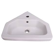 white corner bathroom pedestal sink