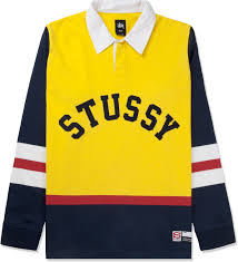 Black And Yellow Rugby Shirt Yellow Rugby Arc Polo Shirt Stussy Mens Streetwear Polo Shirt