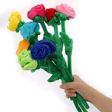Amazon Com Rose Plush Flower With Bendable Stems Kids Gift Toys 12 Set Of 8 Toys Games Flower Toy Toddler Valentines Plush Flower
